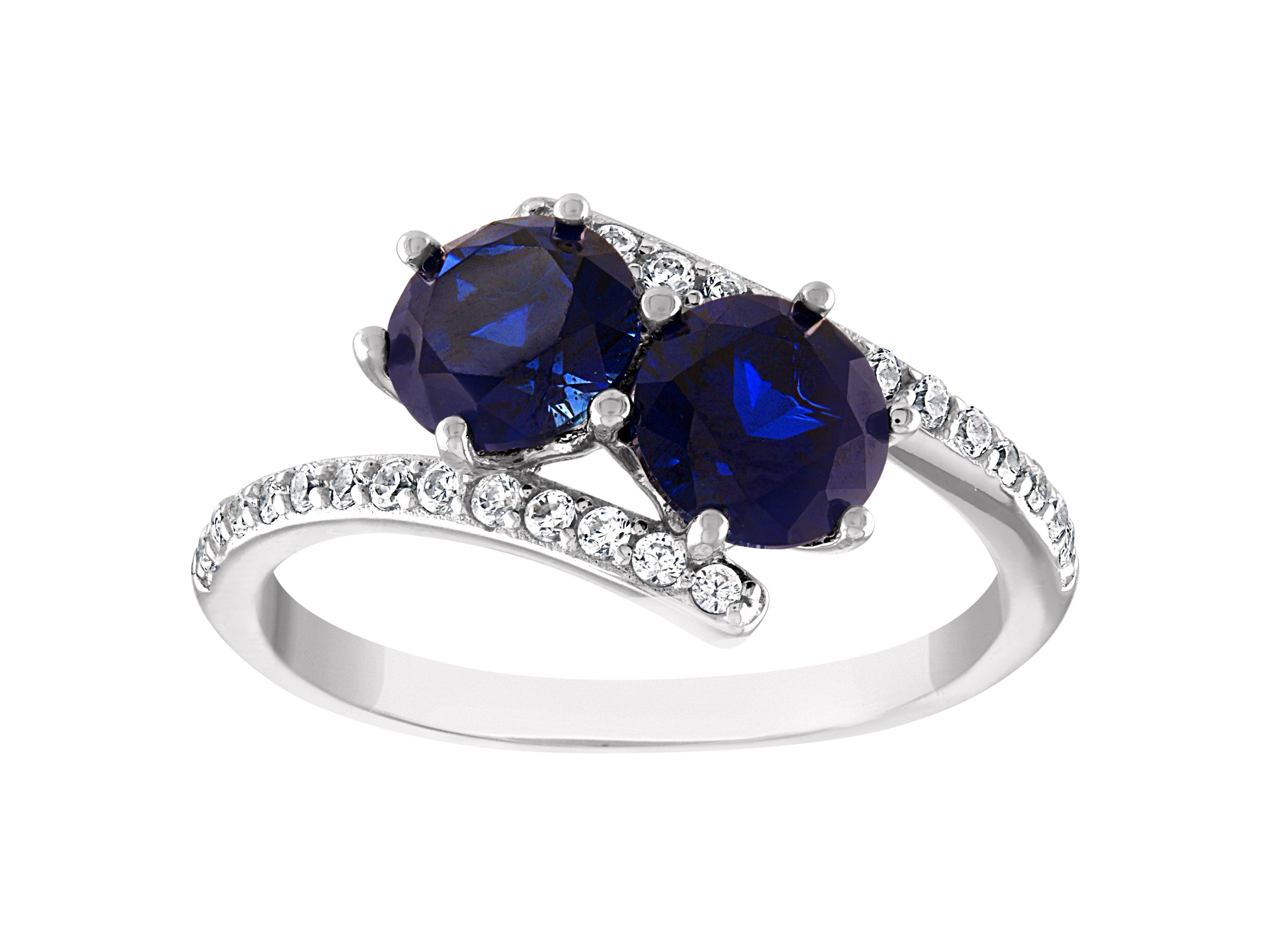 Lab Created Sterling Silver Created Sapphire And White Sapphire Ring