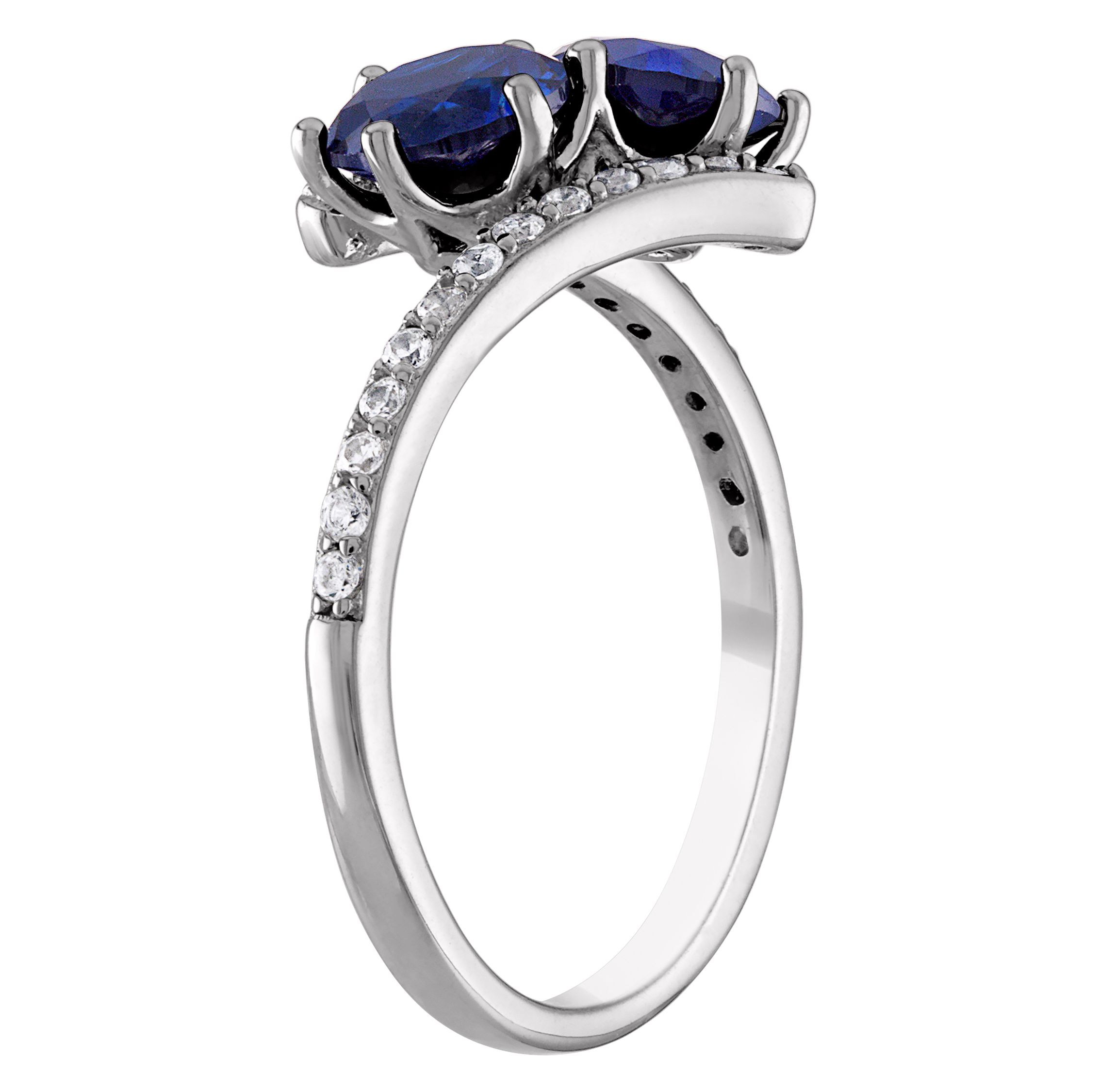 Lab Created Sterling Silver Created Sapphire And White Sapphire Ring
