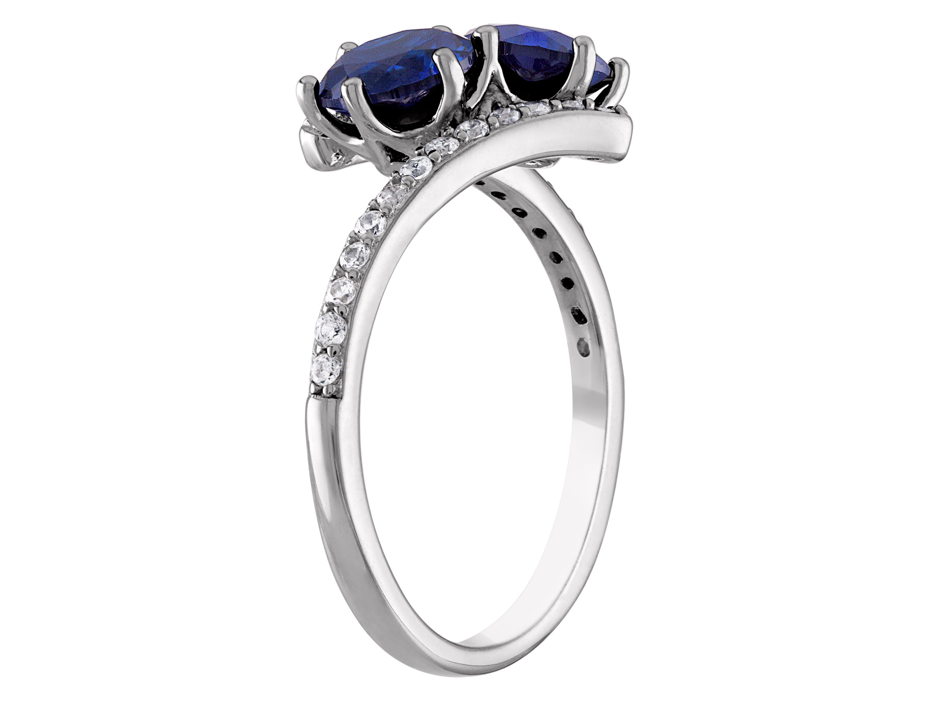 Lab Created Sterling Silver Created Sapphire And White Sapphire Ring