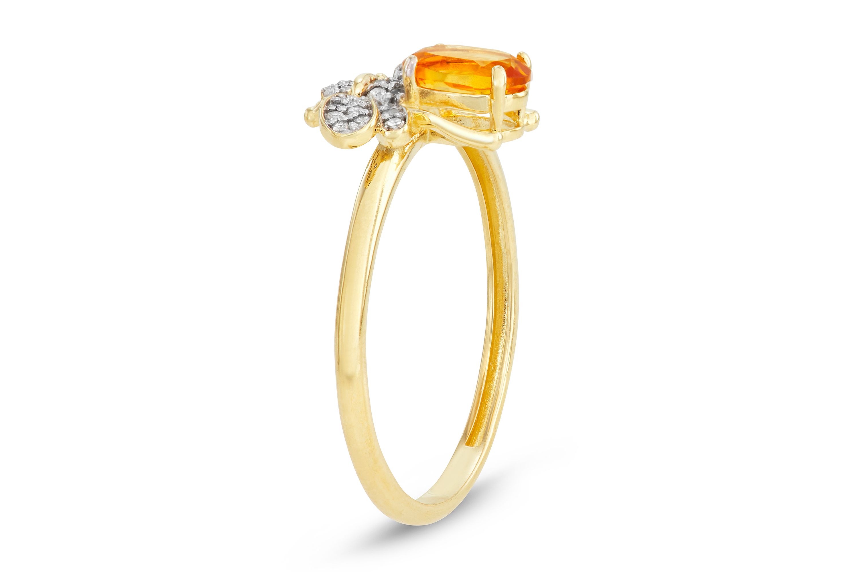 10K Gold Citrine And Diamond Bee Ring