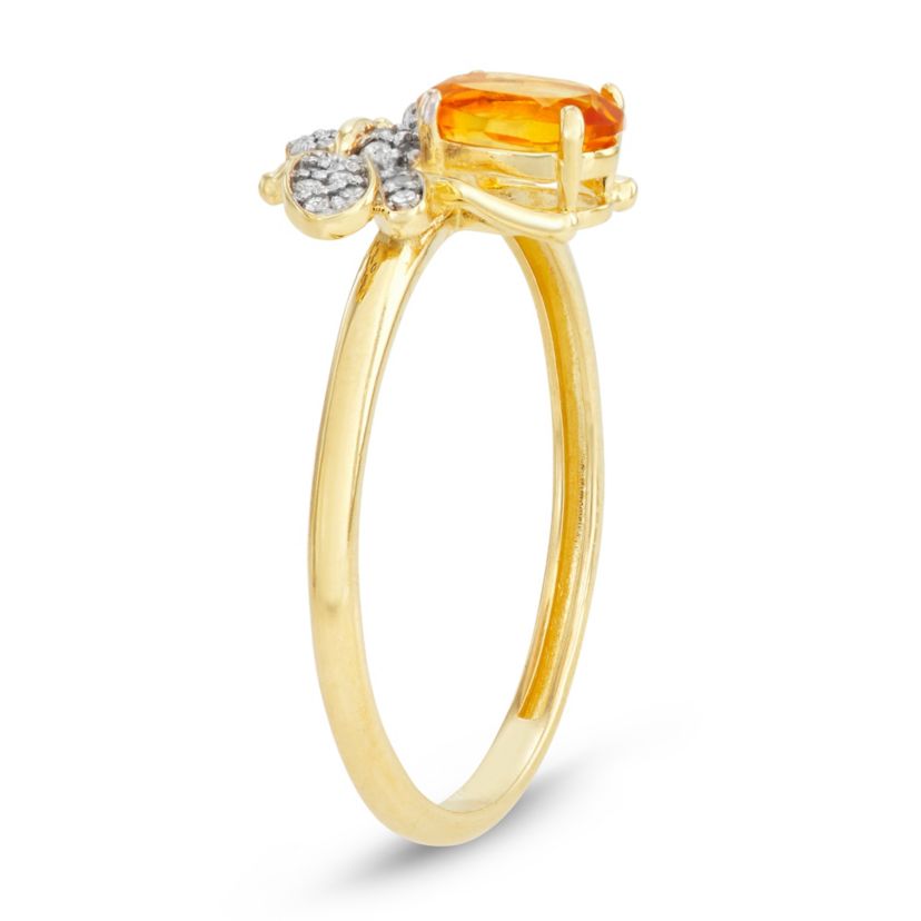 10K Gold Citrine And Diamond Bee Ring