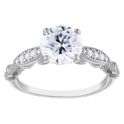Jordan Blue NYC Lab Created Sterling Silver Created Moissanite Halo Ring, White, 8