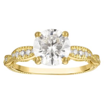 Jordan Blue NYC Lab Created Sterling Silver Created Moissanite Halo Ring, Yellow, 9