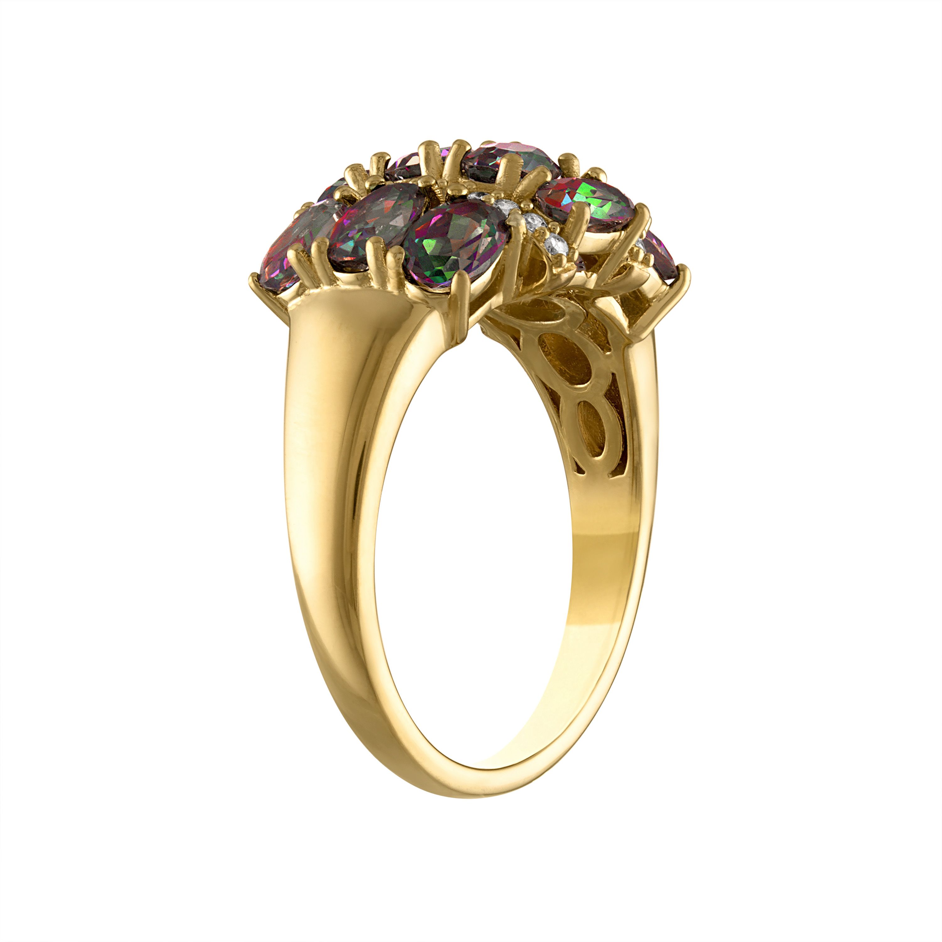 14K Gold Over Sterling Silver Mystic Topaz And Diamond Ring