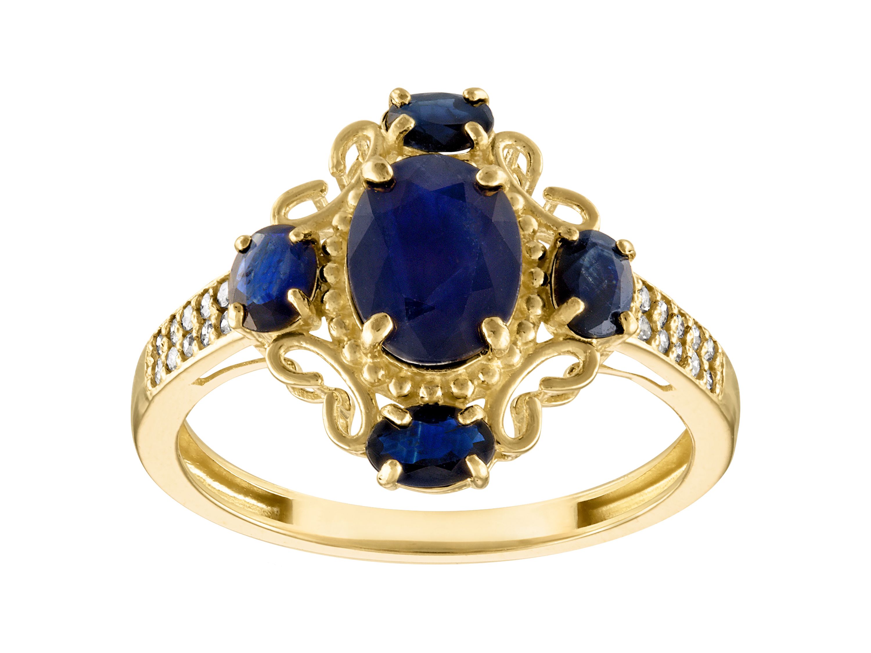 10K Gold Sapphire And Diamond Ring