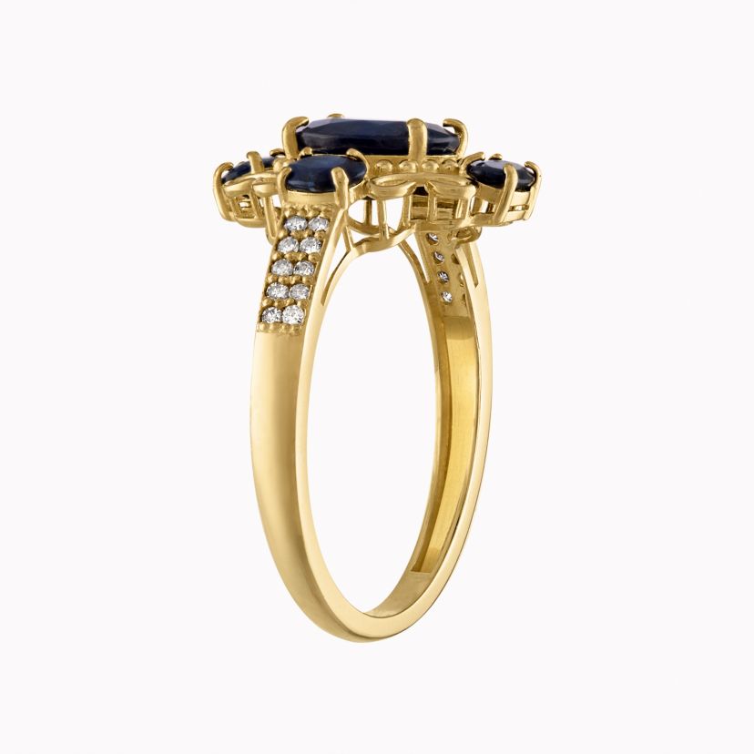 10K Gold Sapphire And Diamond Ring