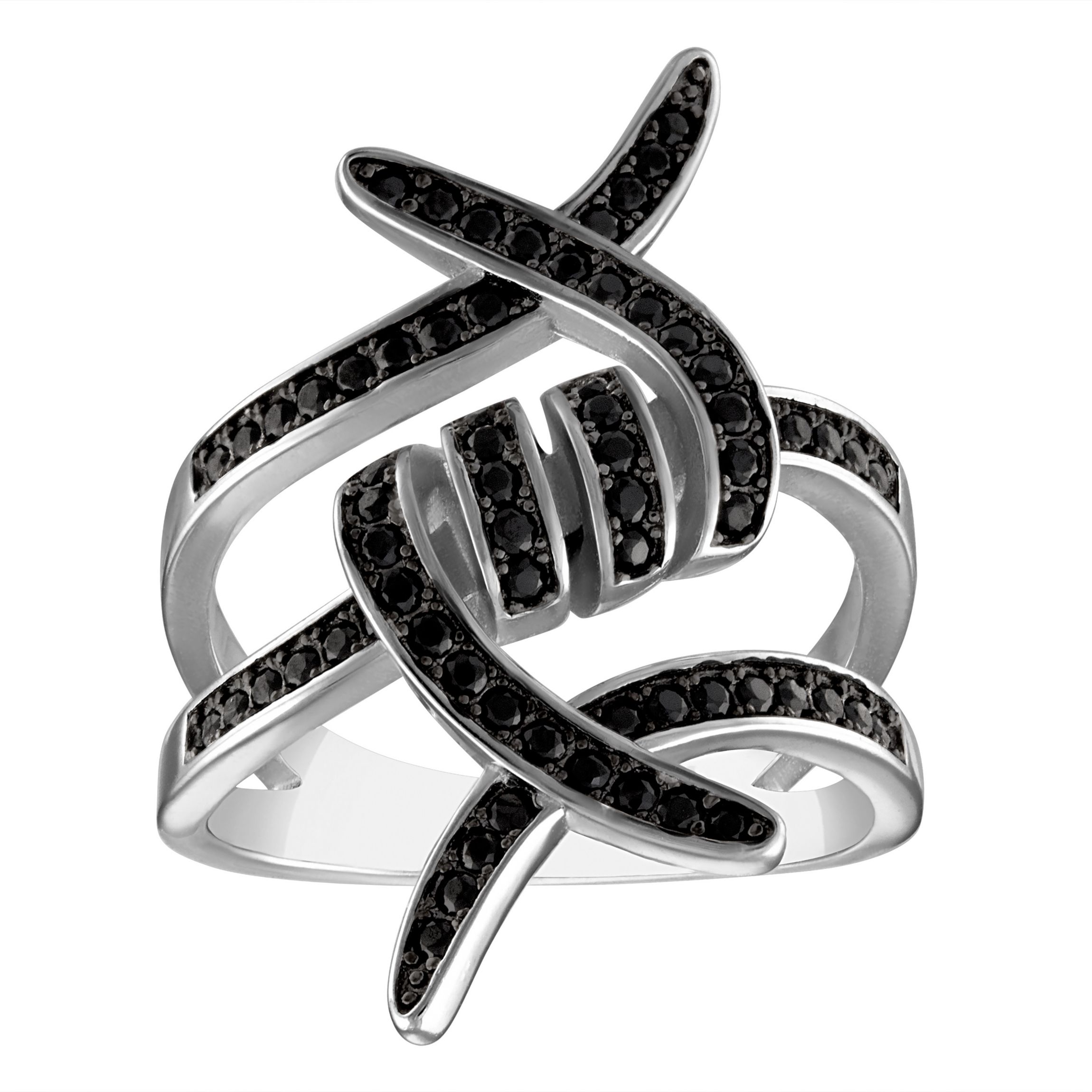 Sterling Silver Black Spinel Tribal Ring
