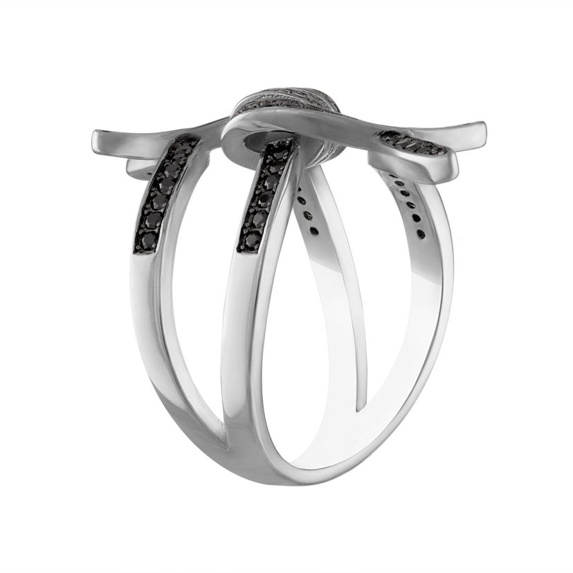 Sterling Silver Black Spinel Tribal Ring