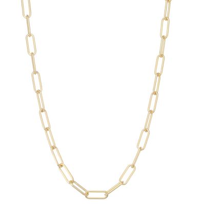 14K Gold Over Sterling Silver Mens Paperclip Chain Necklace