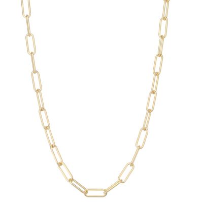 Jordan Blue NYC 14K Gold Over Sterling Silver Mens Silver Paperclip Chain Necklace