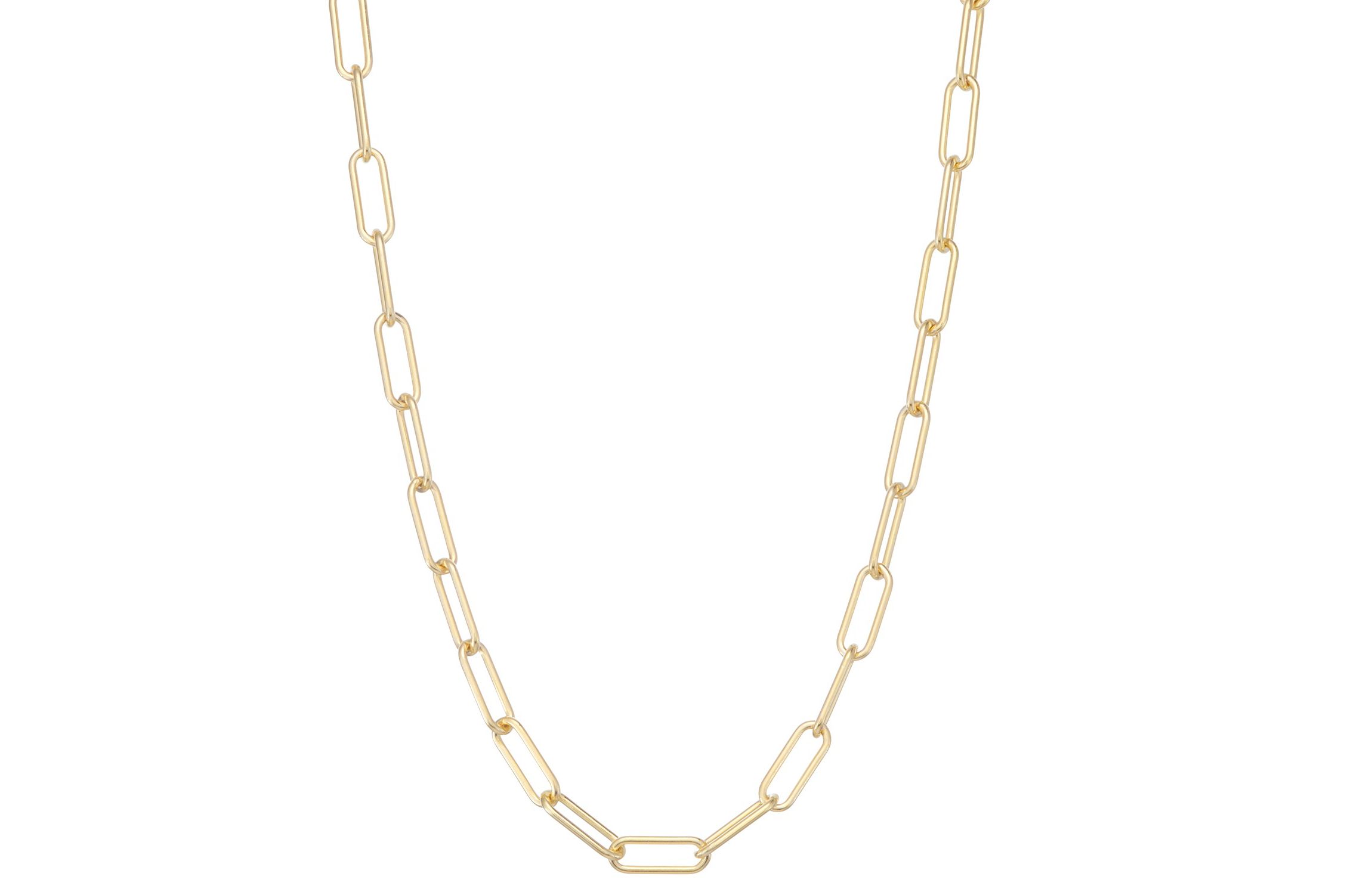 14K Gold Over Sterling Silver Mens Silver Paperclip Chain Necklace