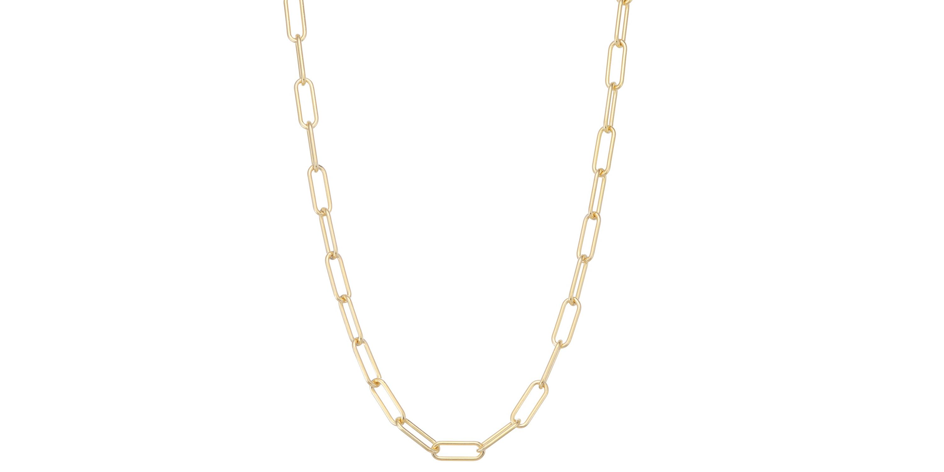 14K Gold Over Sterling Silver Mens Silver Paperclip Chain Necklace