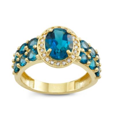 Jordan Blue NYC 10K Gold London Blue Topaz And Diamond Ring, 8