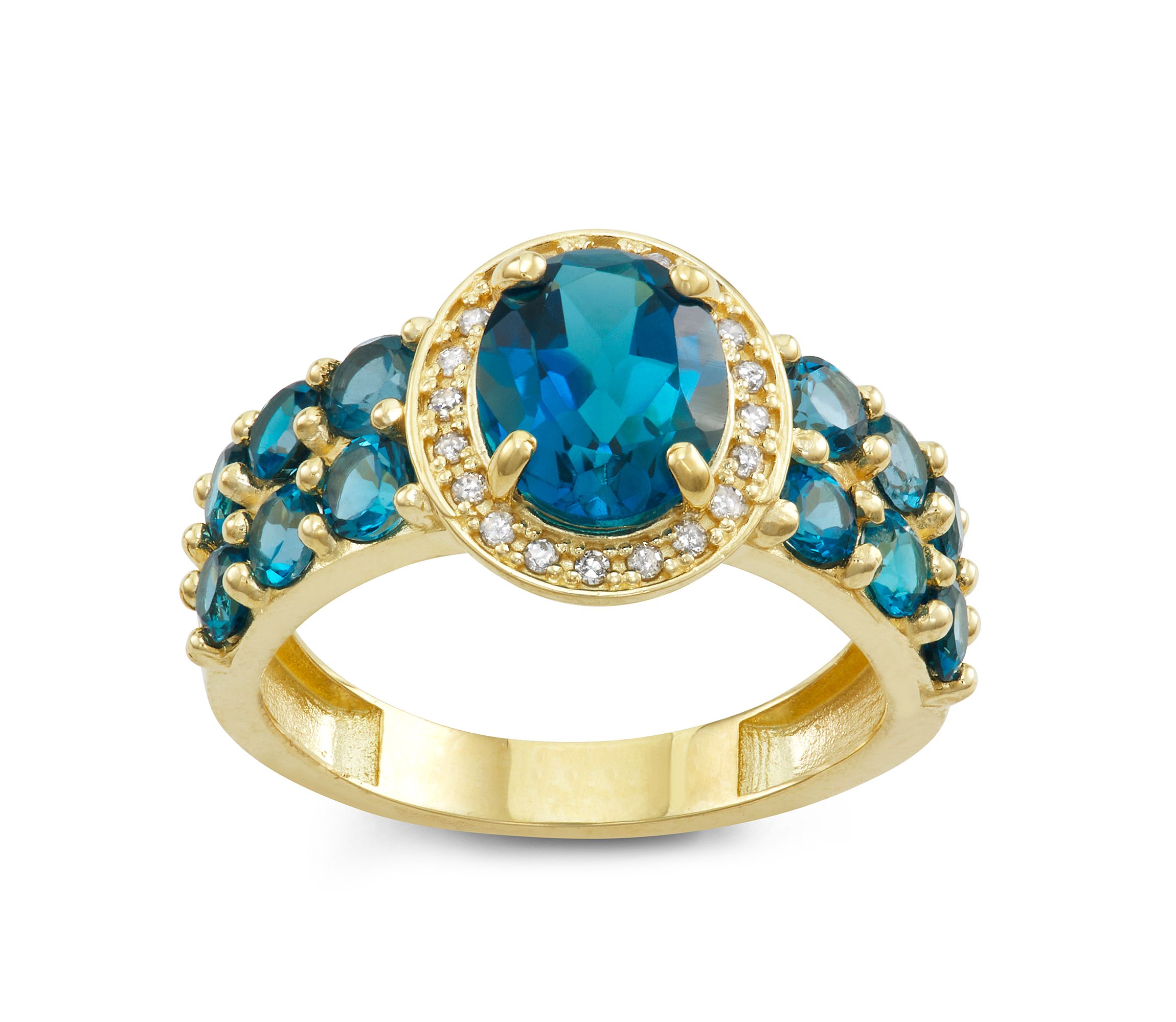10K Gold London Blue Topaz And Diamond Ring