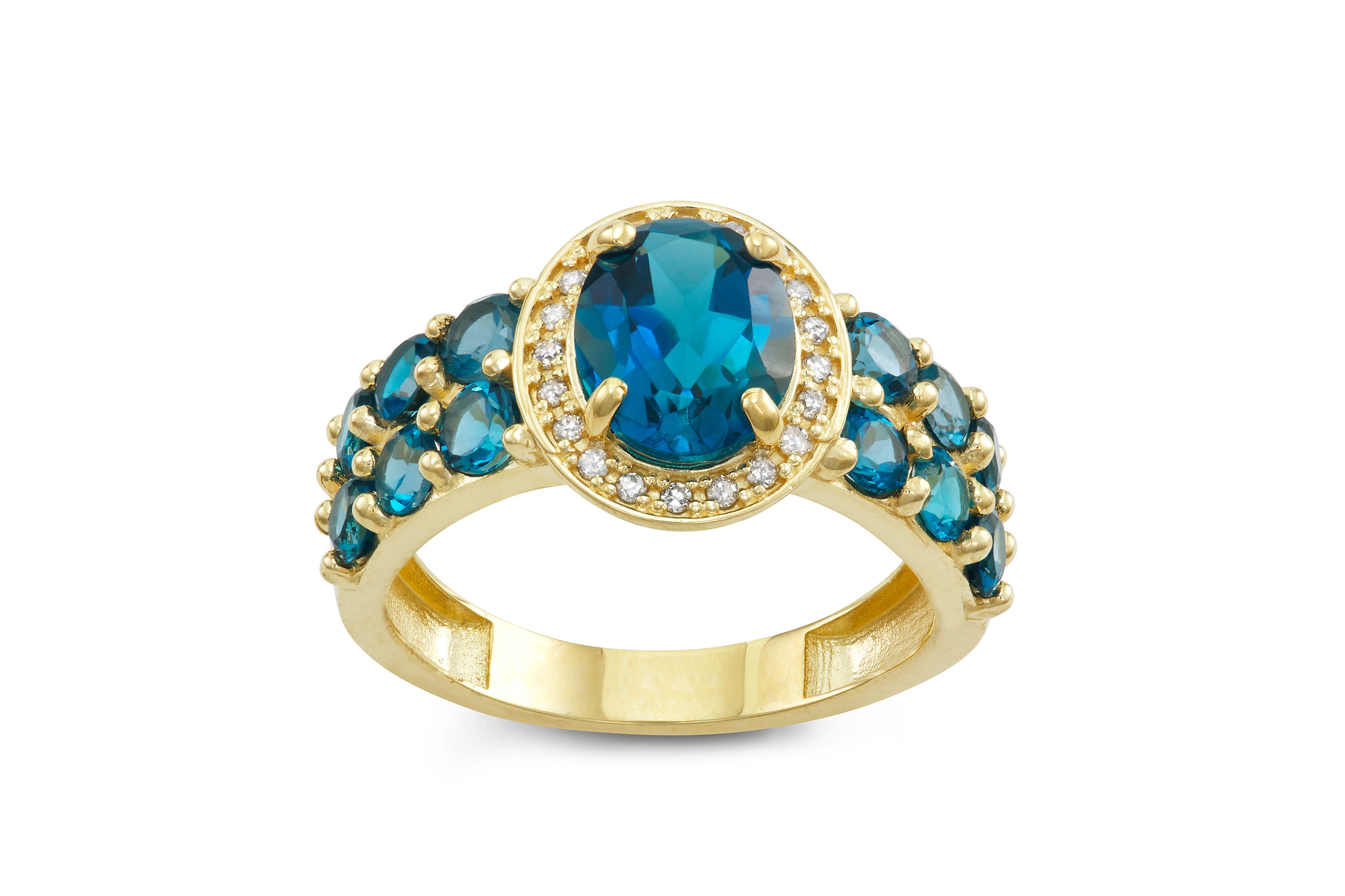 10K Gold London Blue Topaz And Diamond Ring