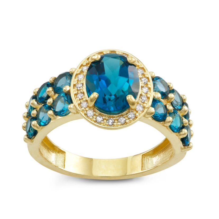 10K Gold London Blue Topaz And Diamond Ring