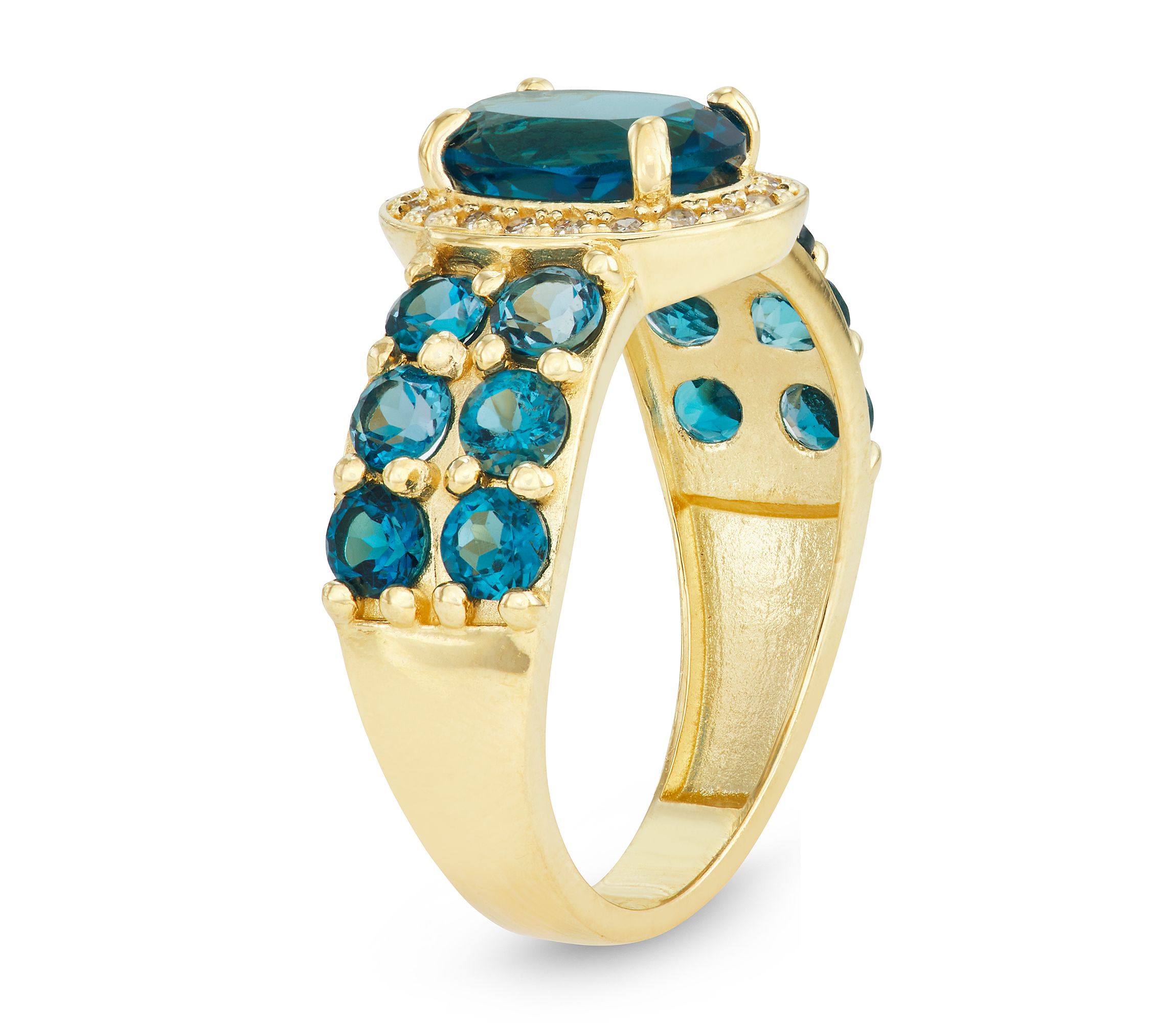 10K Gold London Blue Topaz And Diamond Ring