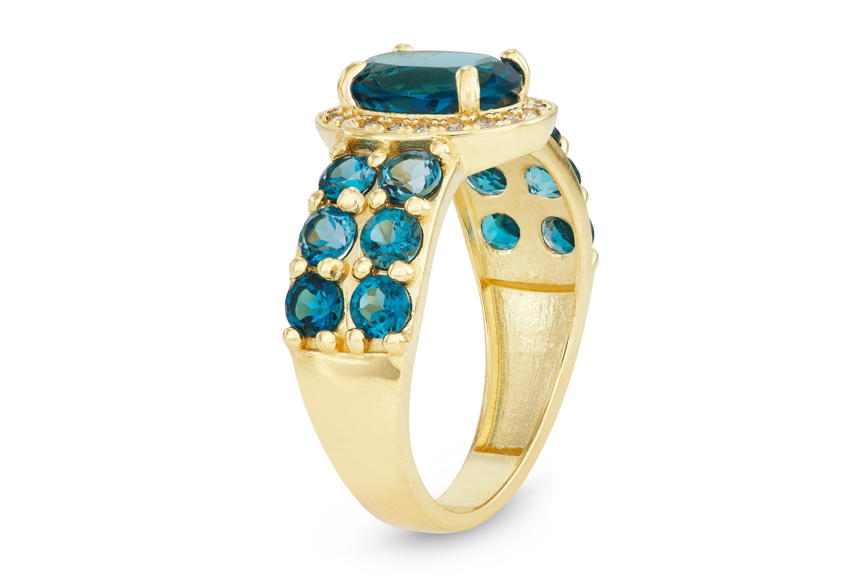 10K Gold London Blue Topaz And Diamond Ring