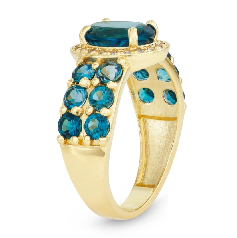 10K Gold London Blue Topaz And Diamond Ring