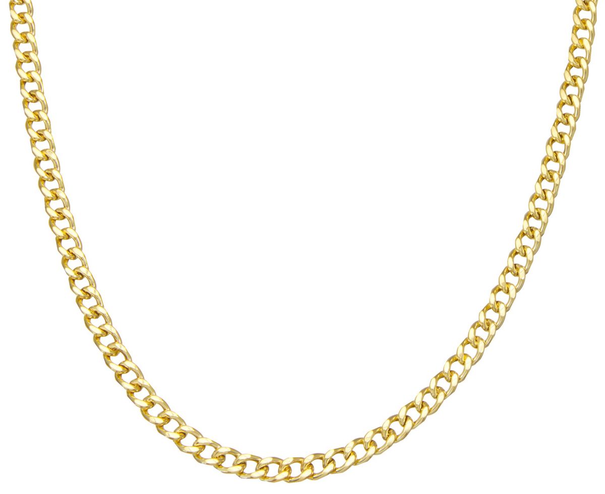 14K Gold Over Sterling Silver Mens Silver Curb Chain Necklace