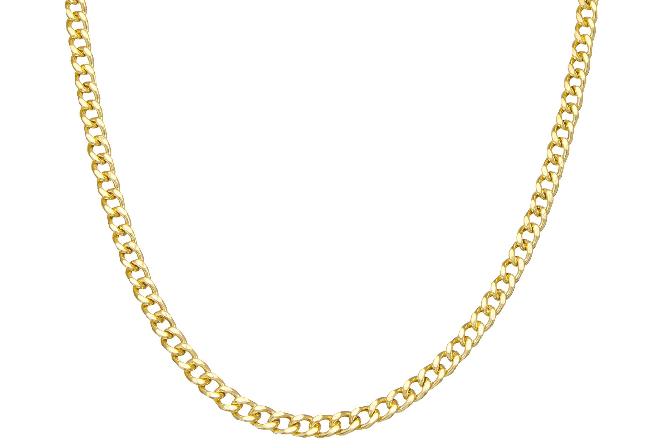 14K Gold Over Sterling Silver Mens Silver Curb Chain Necklace