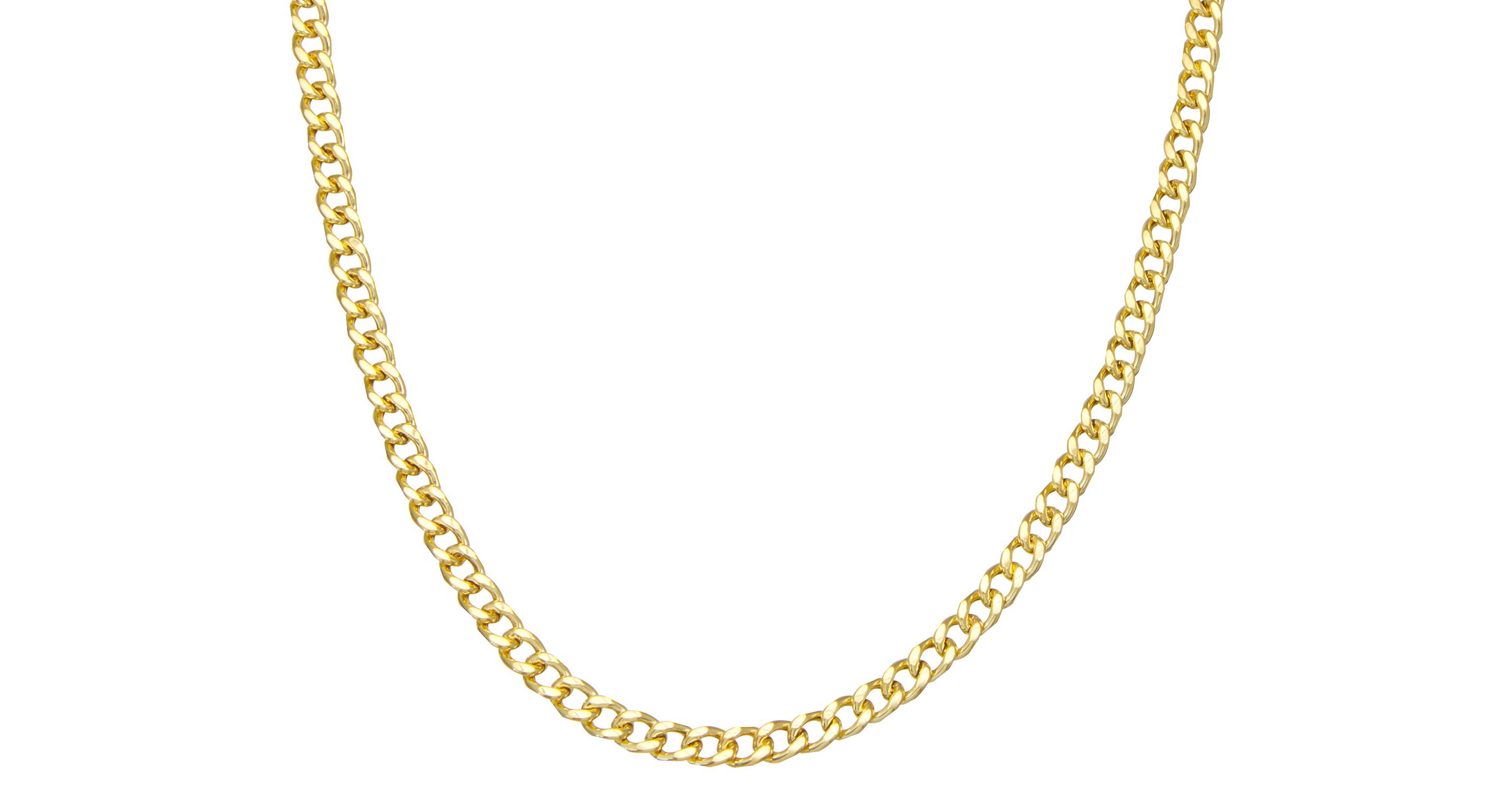 14K Gold Over Sterling Silver Mens Silver Curb Chain Necklace