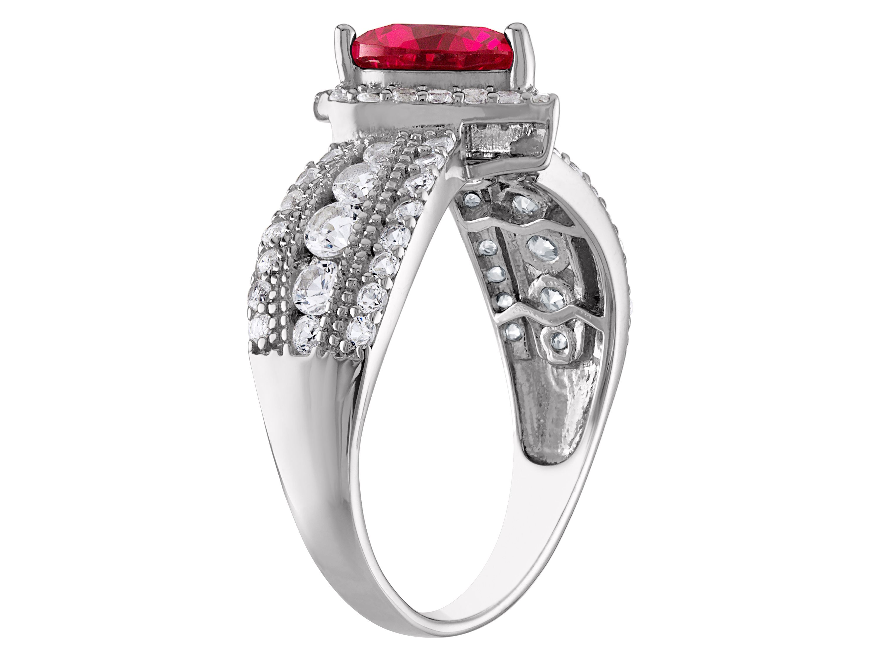 Lab Created Sterling Silver Created Ruby And White Sapphire Ring