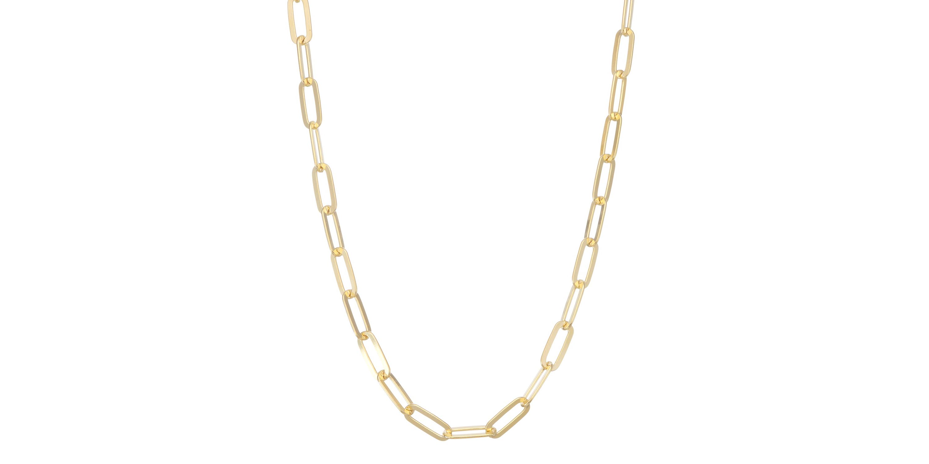 14K Gold Over Sterling Silver Mens Silver Paperclip Chain Necklace
