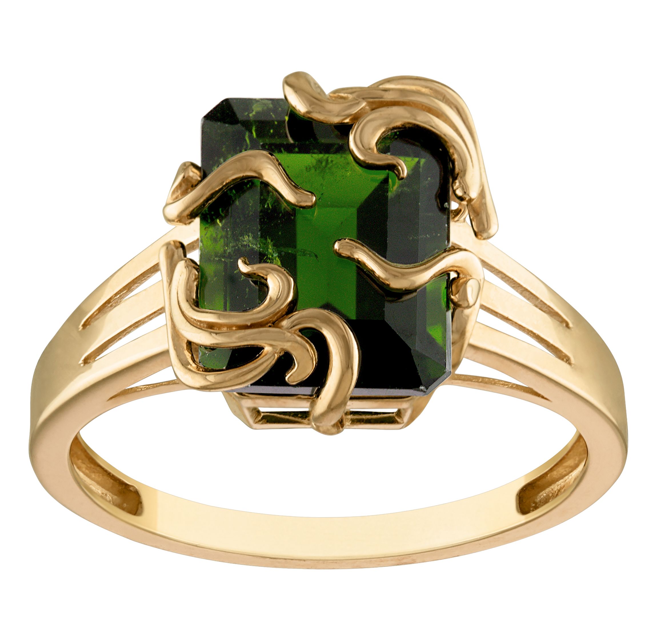 10K Gold Chrome Diopside Medusa Ring