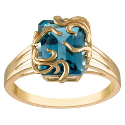 Jordan Blue NYC 10K Gold London Blue Topaz Medusa Ring, 5