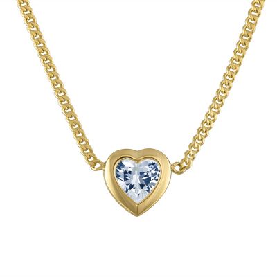 Jordan Blue NYC Lab Created 14K Gold Over Sterling Silver Created Aqua Curb Chain Necklace, White, 18 in