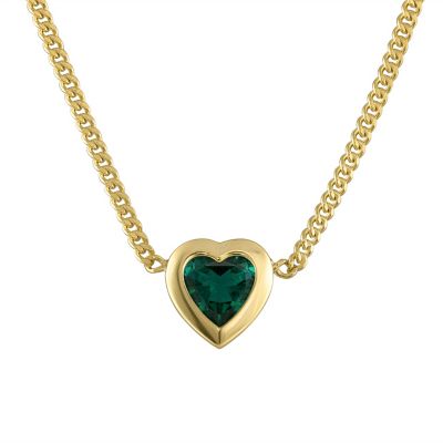 Jordan Blue NYC Lab Created 14K Gold Over Sterling Silver Created Aqua Curb Chain Necklace, 18 in