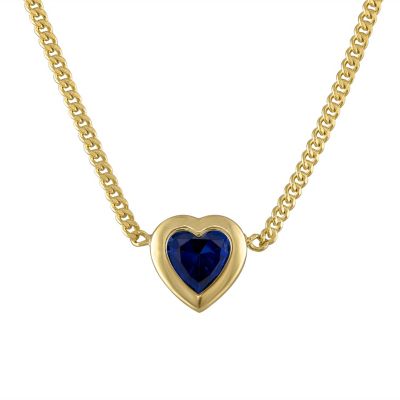 Jordan Blue NYC Lab Created 14K Gold Over Sterling Silver Created Aqua Curb Chain Necklace, 18 in