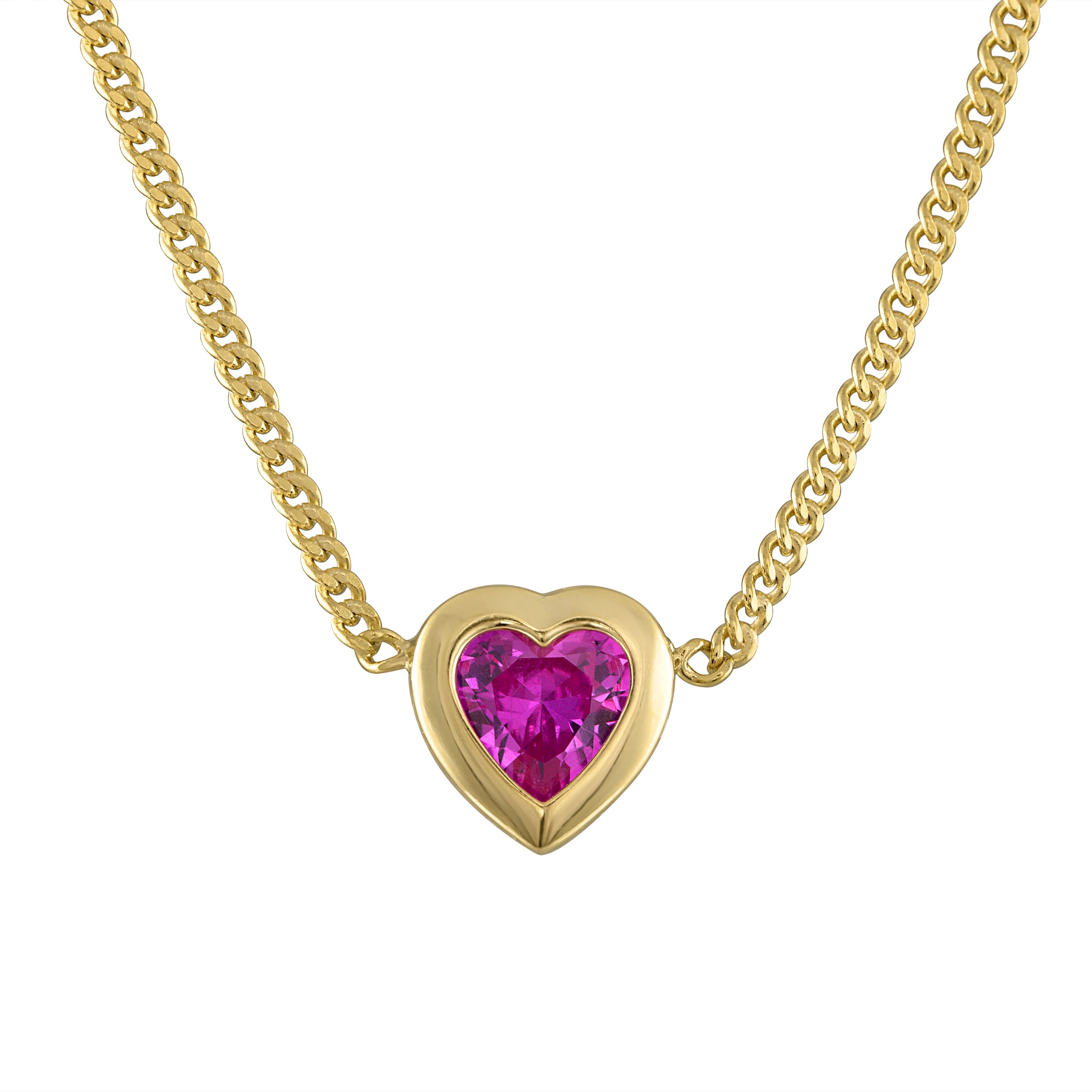 Lab Created 14K Gold Over Sterling Silver Created Emerald Curb Chain Necklace