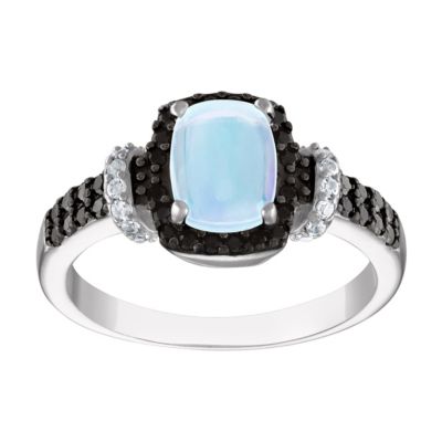 Jordan Blue NYC Sterling Silver Opal, Black Spinel, And Created White Sapphire Ring, 10