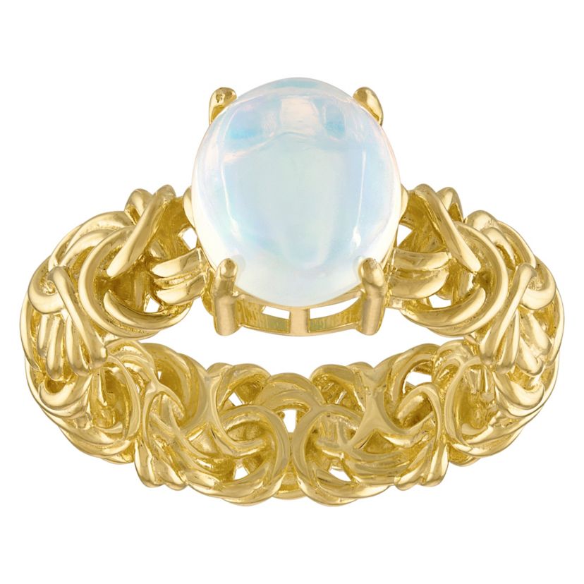 14K Gold Over Sterling Silver Opal Byzantine Ring