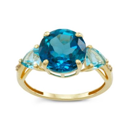 Jordan Blue NYC 10K Gold London And Swiss Blue Topaz And Diamond Ring