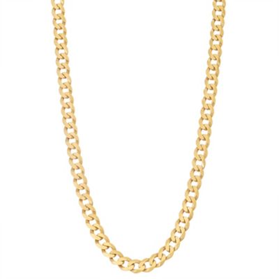 Jordan Blue NYC 14K Gold Over Sterling Silver Mens Silver Curb Chain Necklace, Yellow, 30 in