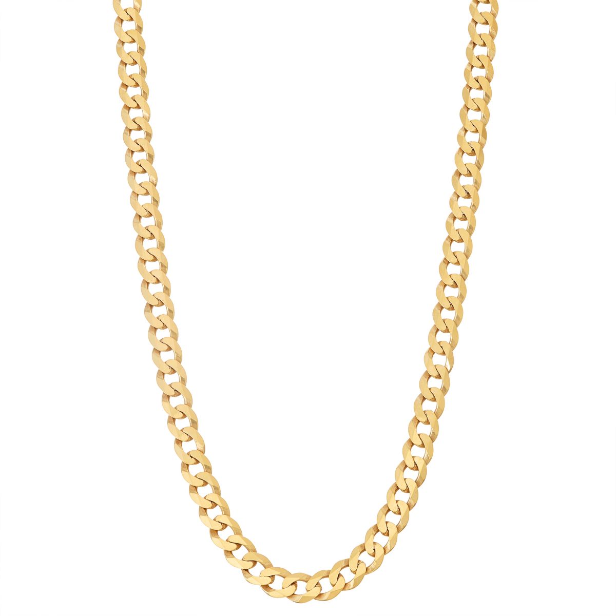 14K Gold Over Sterling Silver Mens Silver Curb Chain Necklace