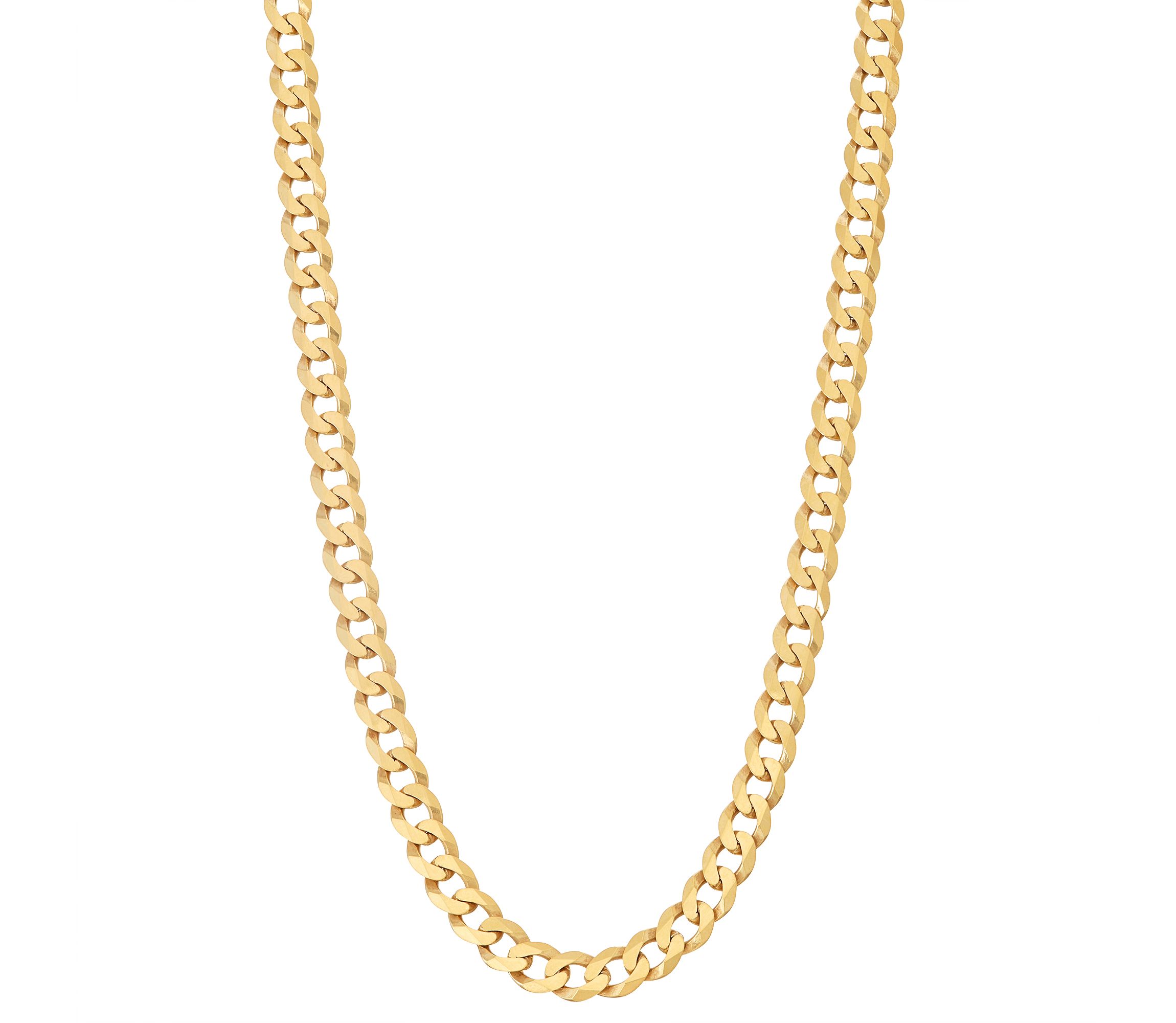 14K Gold Over Sterling Silver Mens Silver Curb Chain Necklace