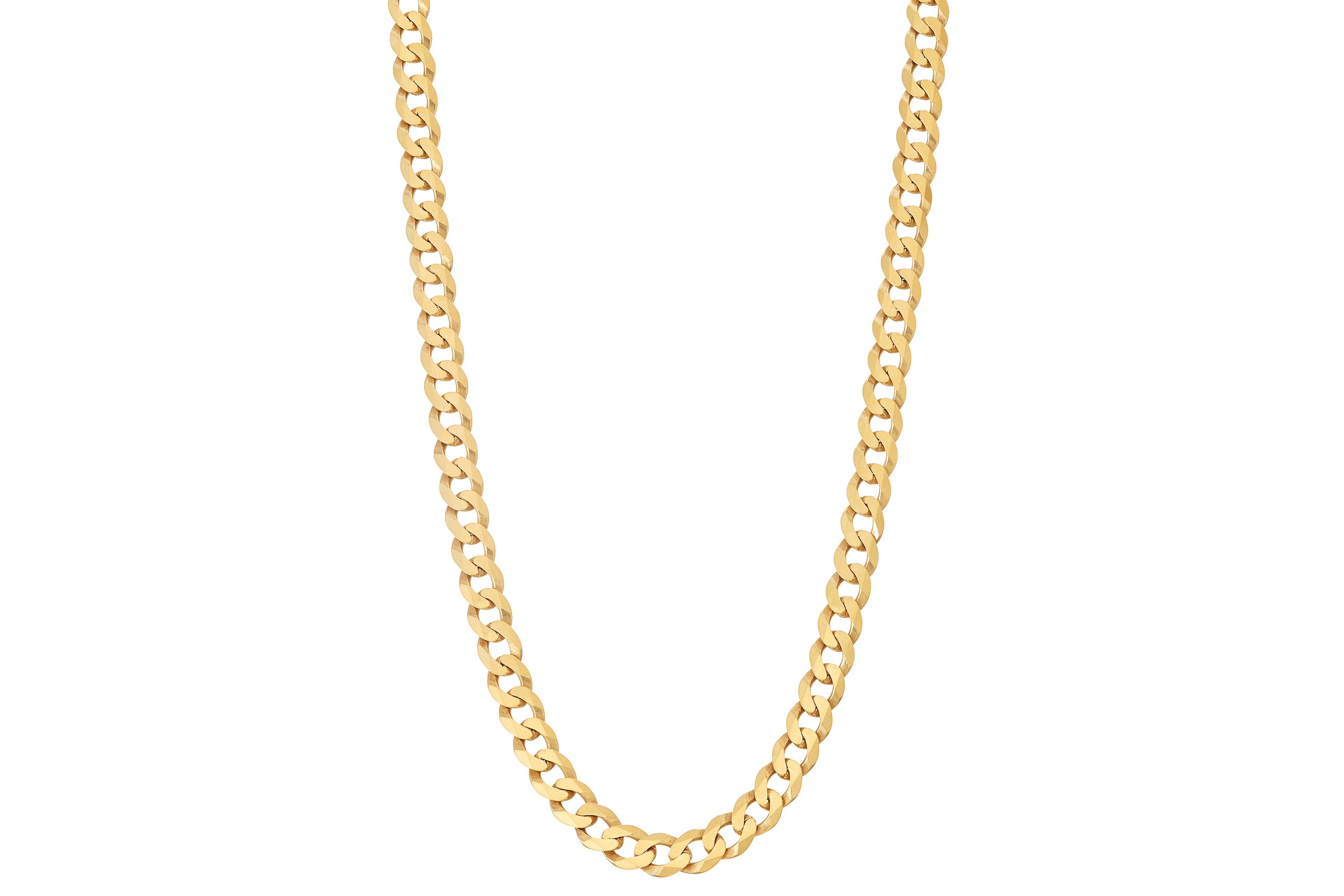 14K Gold Over Sterling Silver Mens Silver Curb Chain Necklace