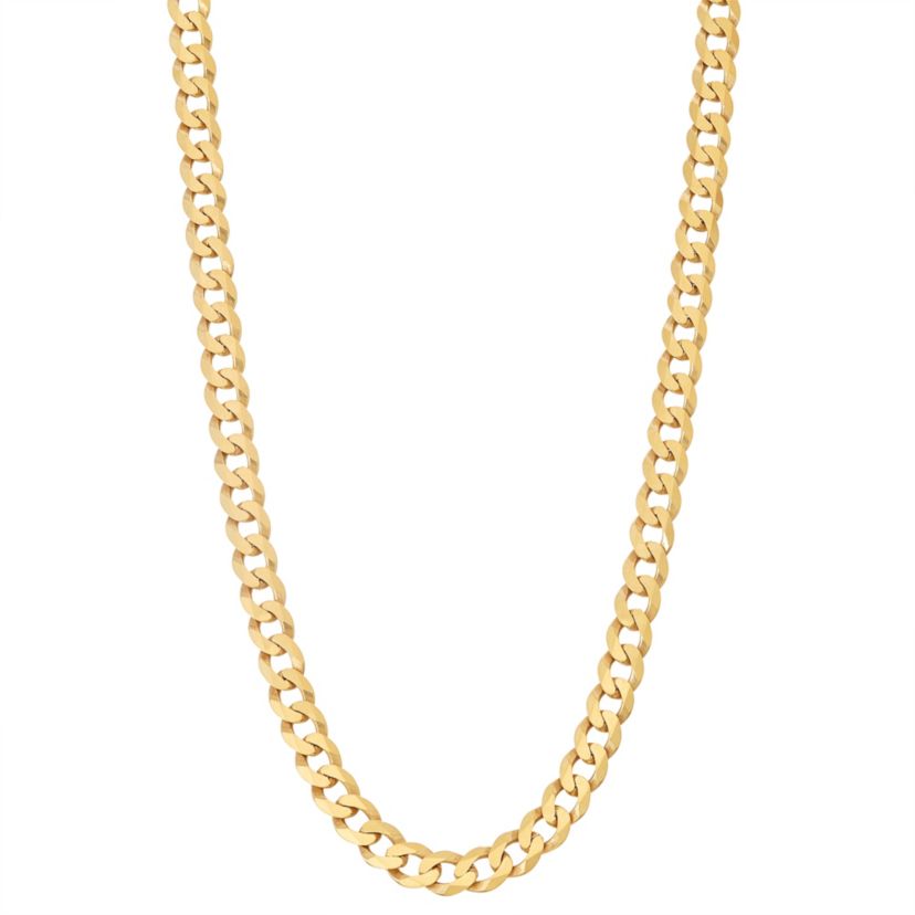 14K Gold Over Sterling Silver Mens Silver Curb Chain Necklace