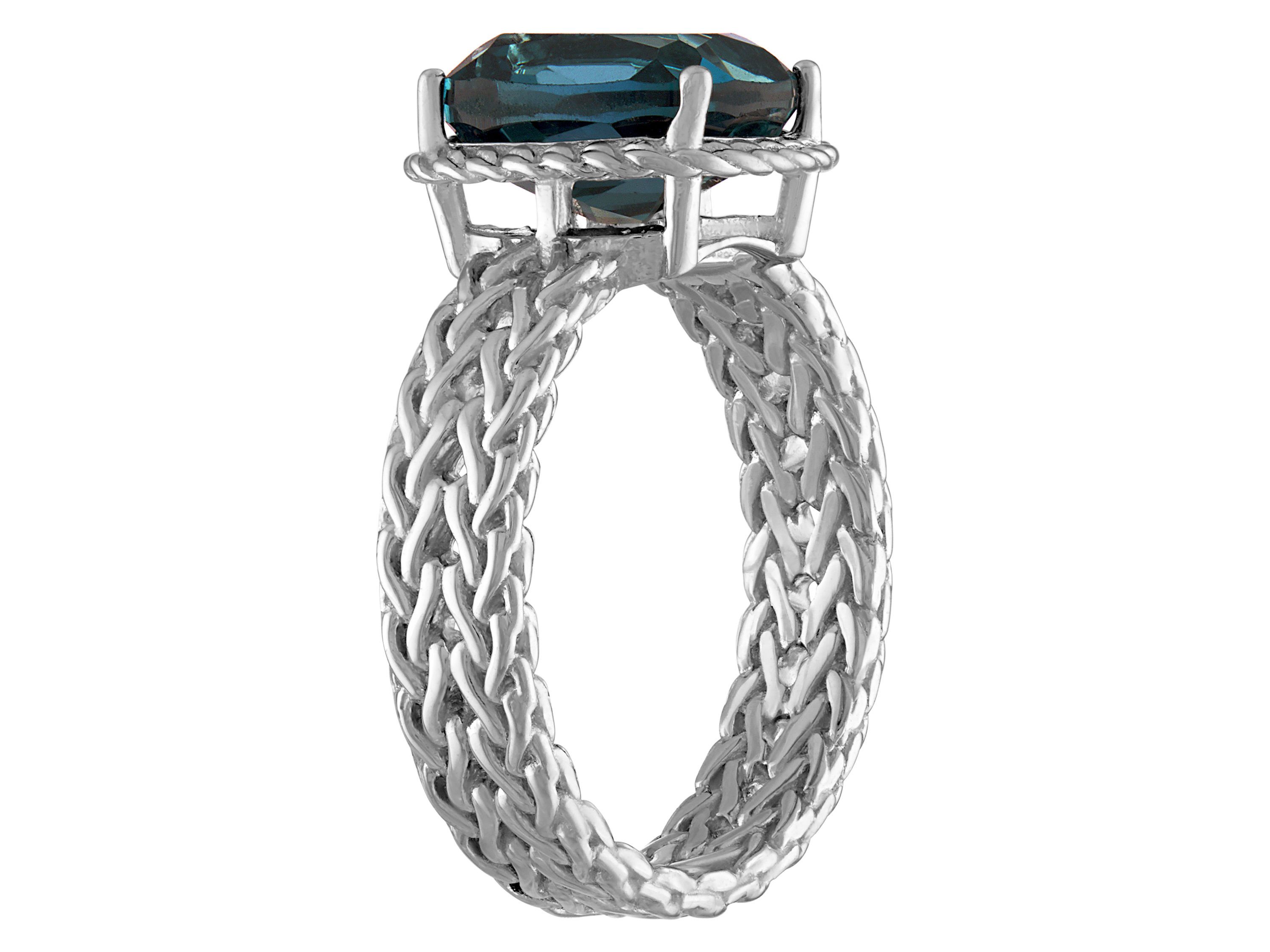Sterling Silver London Blue Topaz Wheat Ring