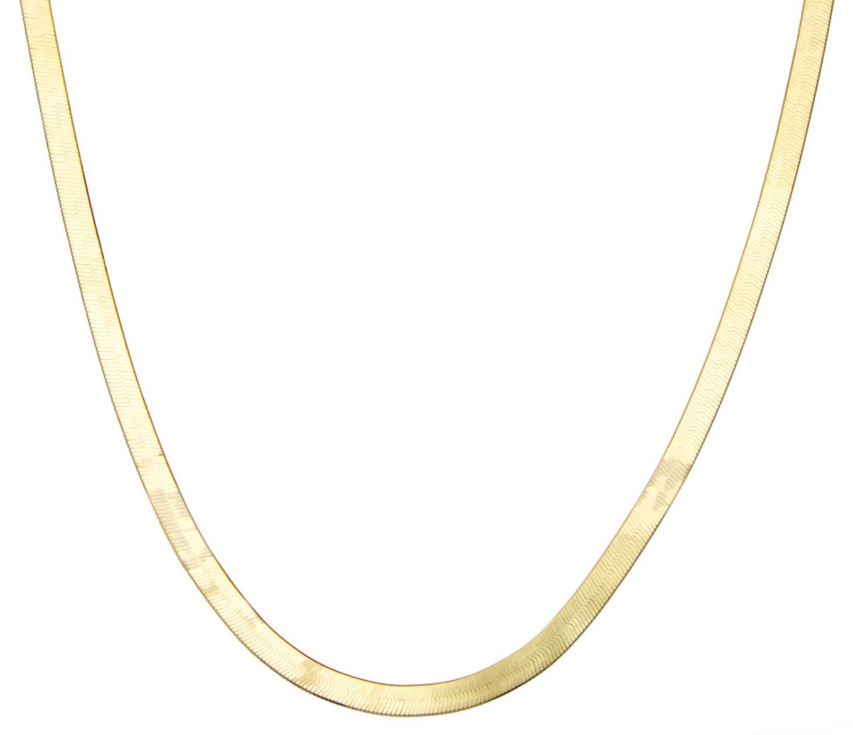 14K Gold Over Sterling Silver Mens Silver Herringbone Chain Necklace