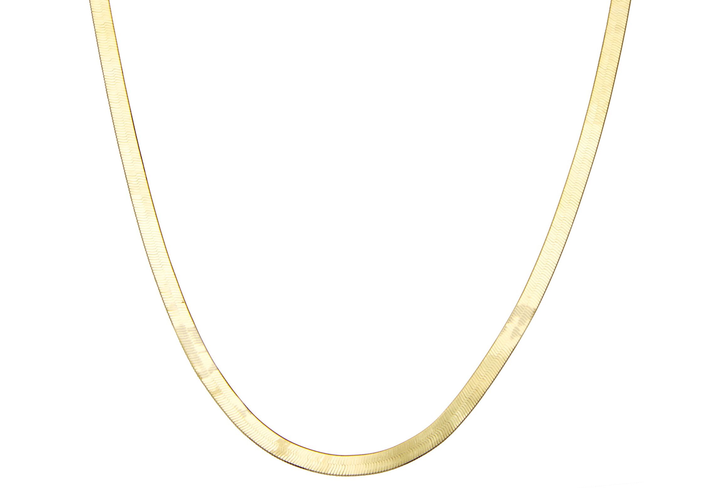 14K Gold Over Sterling Silver Mens Silver Herringbone Chain Necklace