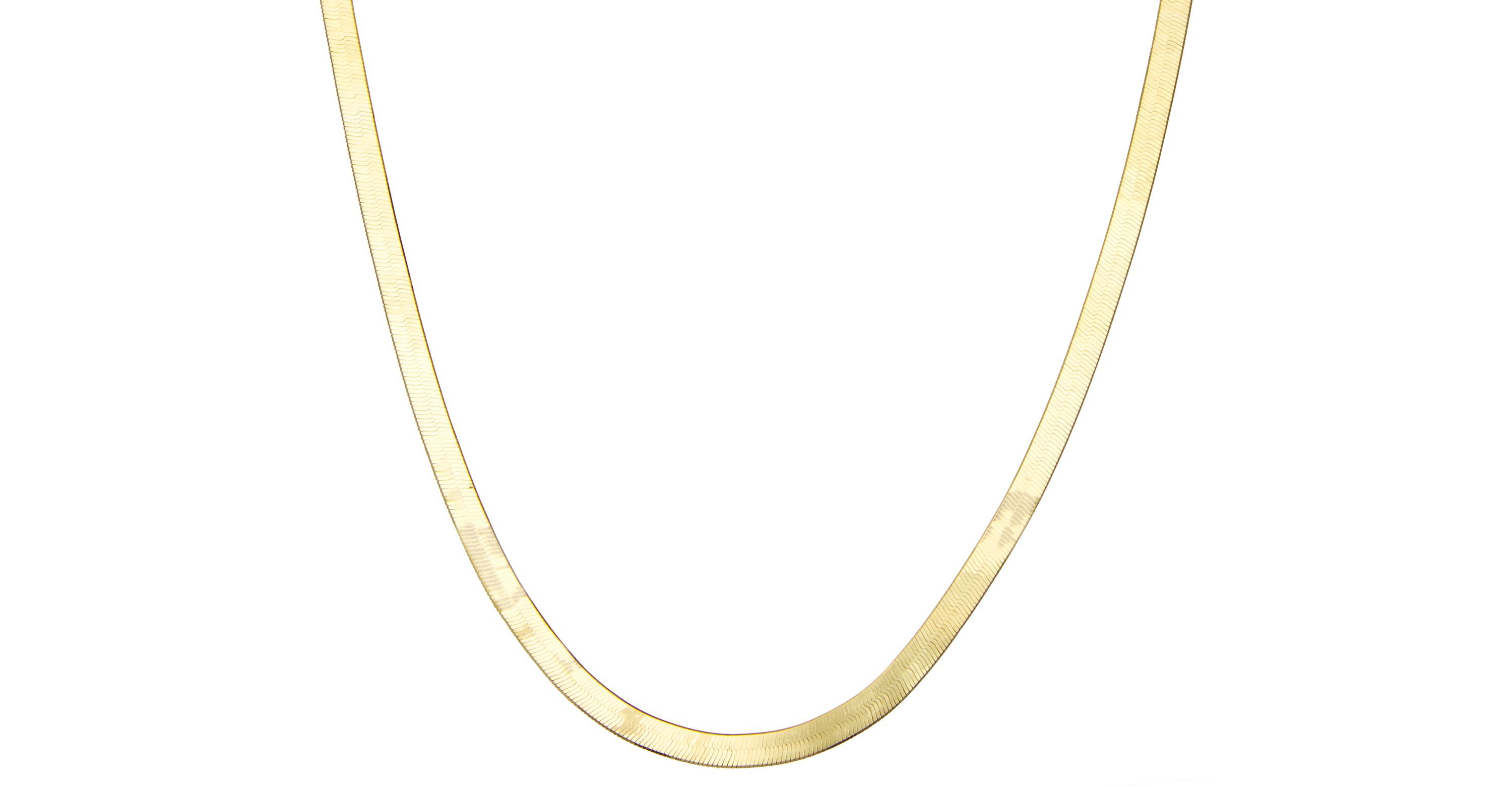 14K Gold Over Sterling Silver Mens Silver Herringbone Chain Necklace