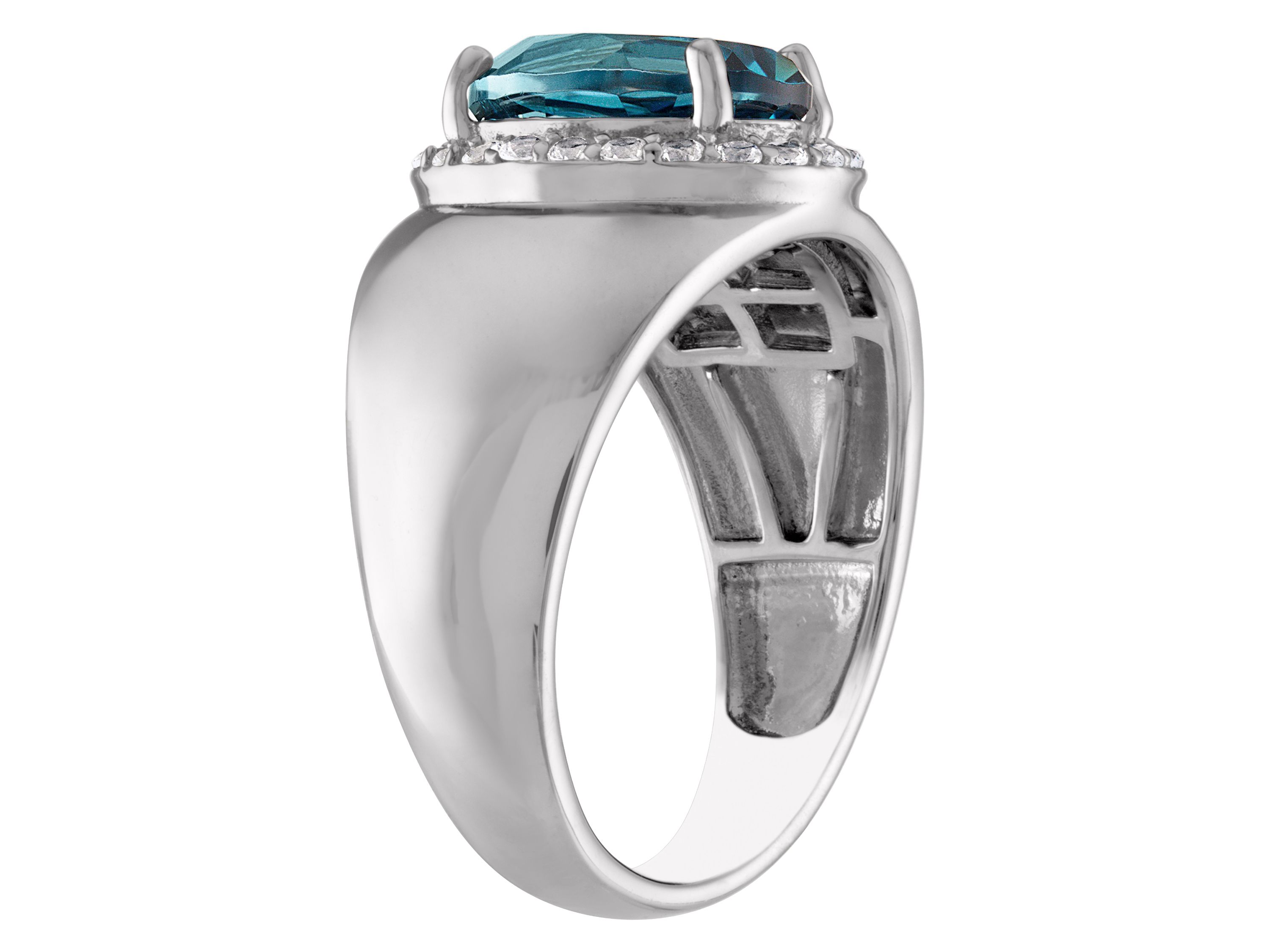 Sterling Silver London Blue Topaz And Created White Sapphire Ring