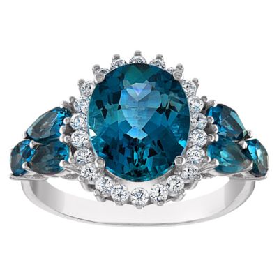 Jordan Blue NYC Sterling Silver London Blue Topaz And Created White Sapphire Ring, 10