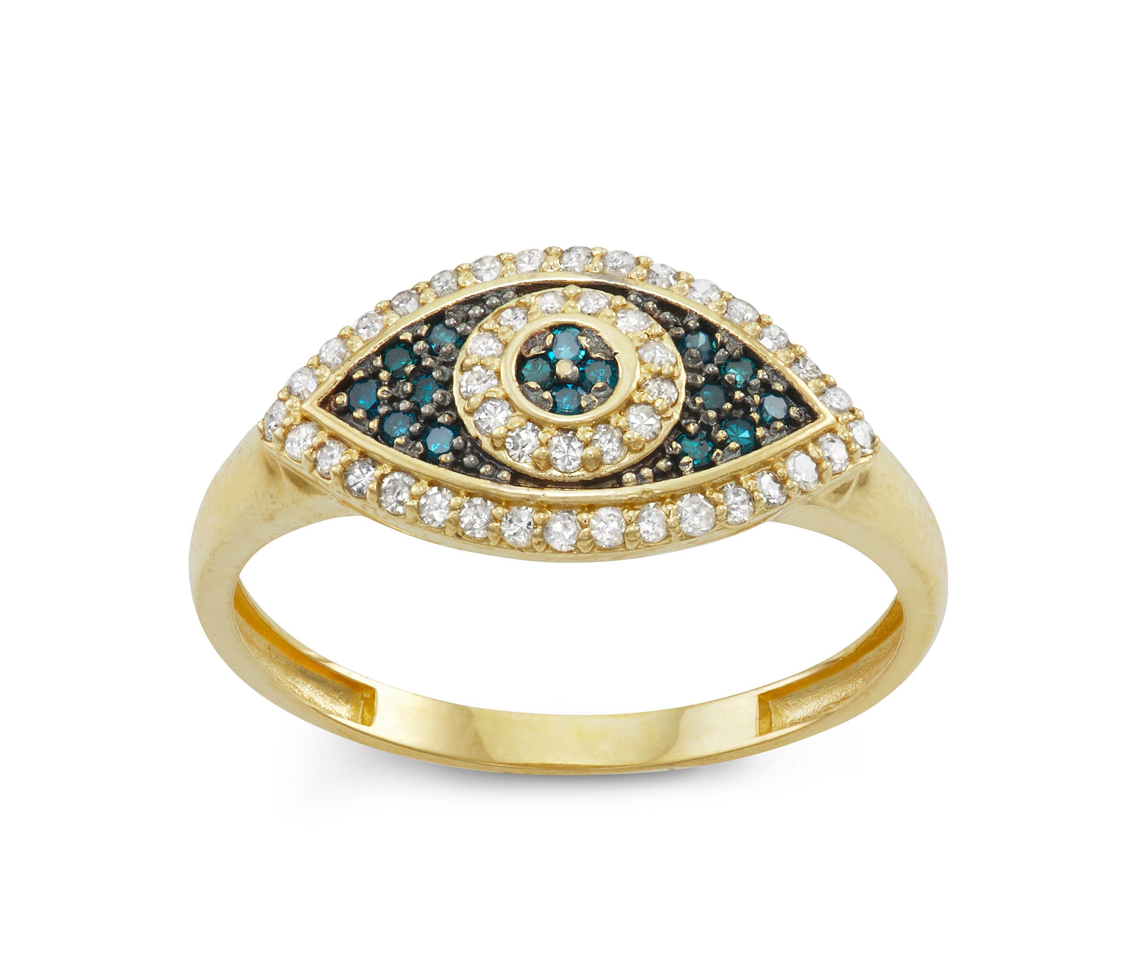 10K Gold Diamond Evil Eye Ring