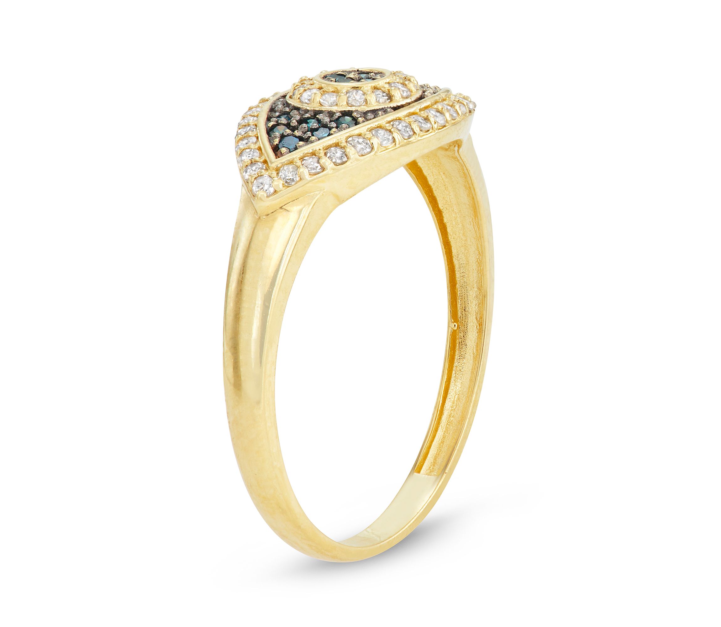 10K Gold Diamond Evil Eye Ring
